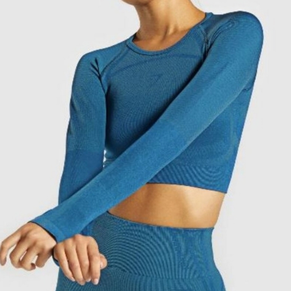 Gymshark Teal Long Sleeve Crop Top